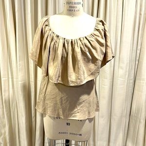 Zara Beige taffeta blouse